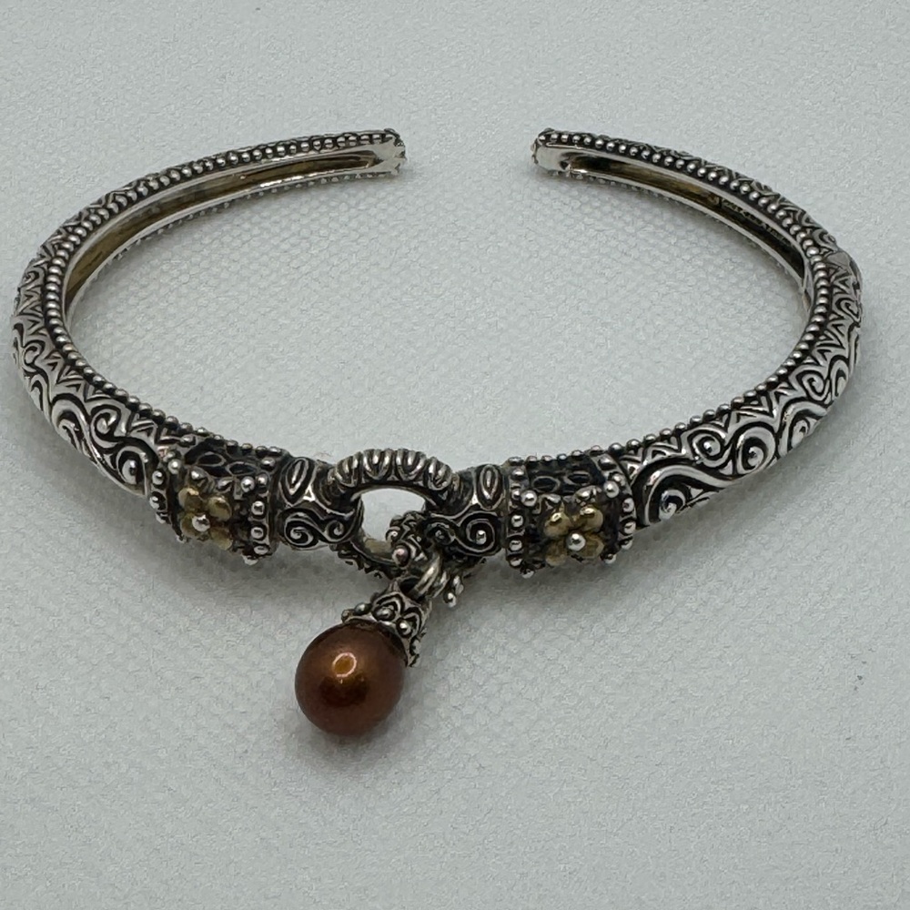 BARBARA BIXBY Large SIZE CUFF BRACELET~STERLING & 18K